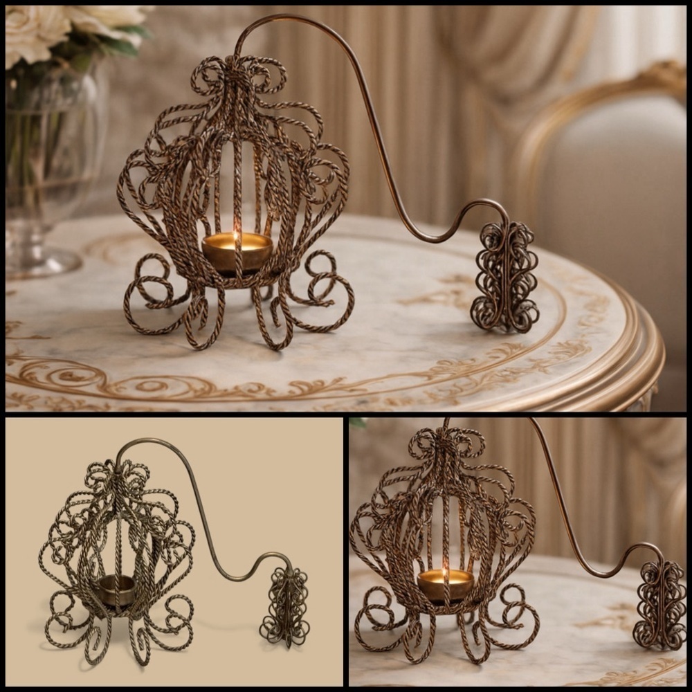 New Cirque du Soleil Alegria Brushed Metal Cage Lantern Tealight Candle Holder